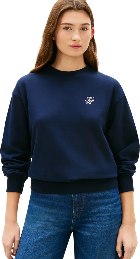 Tommy Hilfiger Felpa da Donna TH Script Reg WW0WW48724, Blu, M