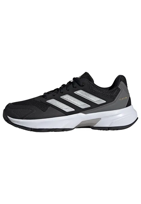 Adidas Donna Courtjam Control 3 Tennis Shoes, Core Black/Silver Metallic/Grey Four, 38 EU