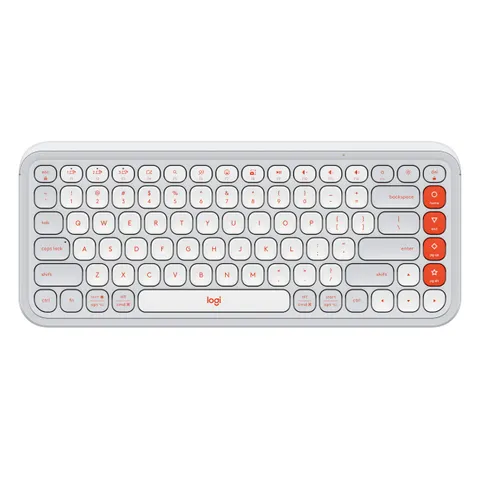 Logitech POP ICON KEYS draadloos Bluetooth-toetsenbord, comfortabel typen, programmeerbare toetsen, eenvoudig schakelen tussen maximaal 3 apparaten, voor laptop, tablet, pc, US INT'L QWERTY - Wit