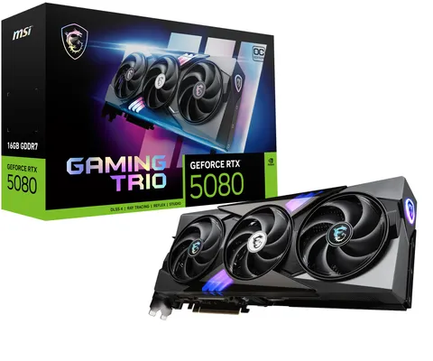 msi GeForce RTX 5080 16G Gaming TRIO OC Graphics Card - RTX 5080 GPU, 16GB GDDR7