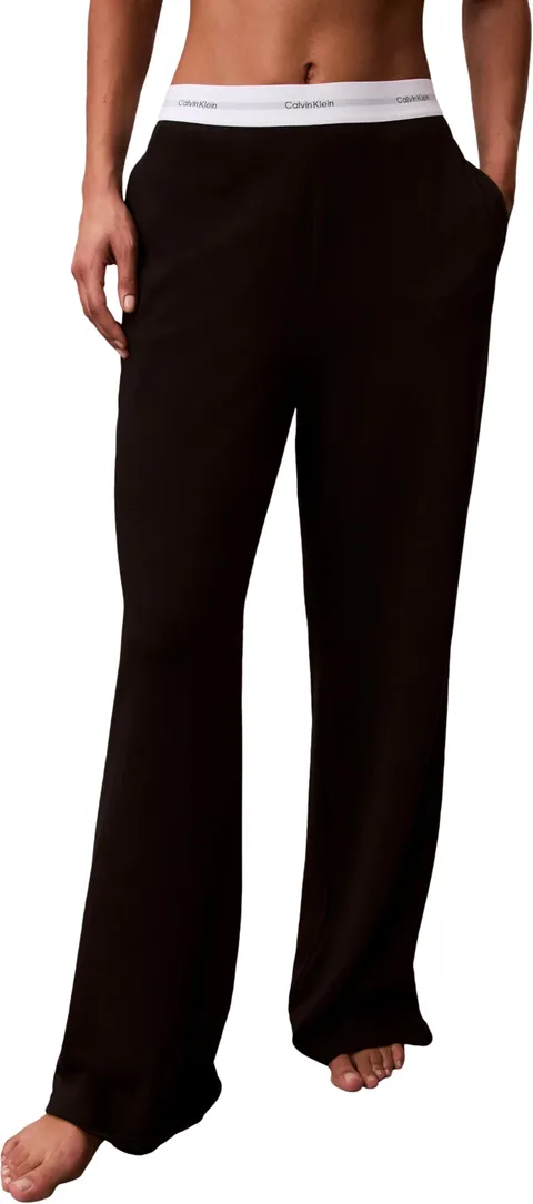 Calvin Klein Donna Pantaloni Pigiama Logo Jersey con Fascia con Logo, Nero (Black), L