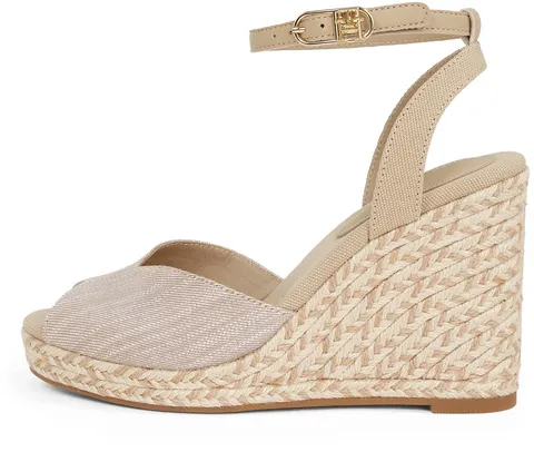 Tommy Hilfiger Donna Espadrillas Wedge Chambray High con Cinturino alla Caviglia, Beige (Horseradish), 39