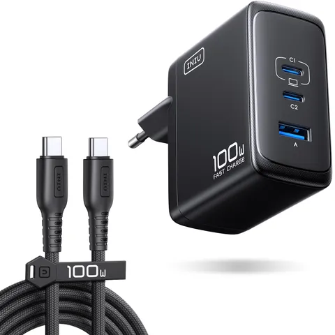 INIU 100W USB C Caricatore, GaN Multiplo Presa USBC Caricabatterie, Alimentatore Rapido