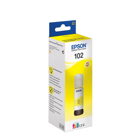 Epson EcoTank, Serie 102, Flacone Inchiostro per Stampanti EcoTank, Single Pack 1 Colore (Giallo), 70 ml, Inchiostri Dye e Pigmentati