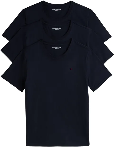 Tommy Hilfiger Uomo T-Shirt Maniche Corte Confezione da 3 Slim Fit, Blu (des Sky/des Sky/des Sky), S
