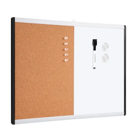 Amazon Basics Rettangolare Lavagna magnetica cancellabile e bacheca combinata, con
