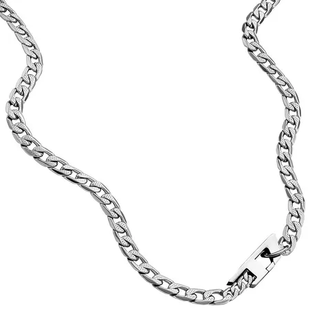 Diesel Collana da uomo in acciaio inossidabile con chiusura a moschettone, Grigio piccione