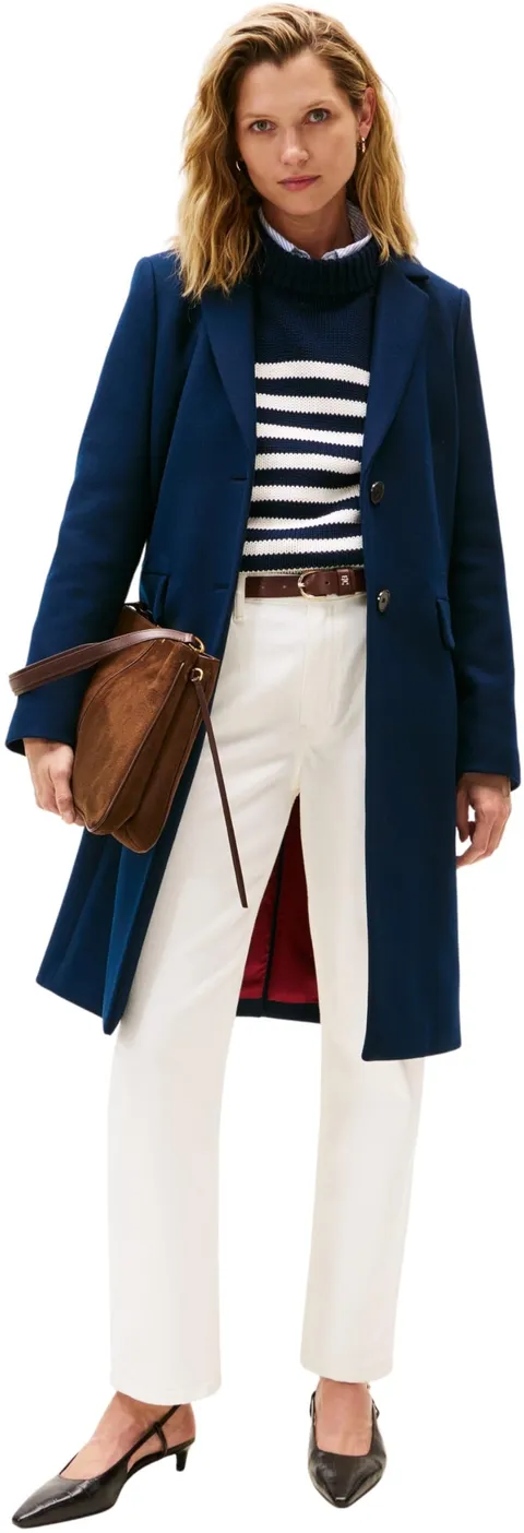 Tommy Hilfiger Donna Cappotto Classic Wool Monopetto, Blu (Dark Night Navy), 52