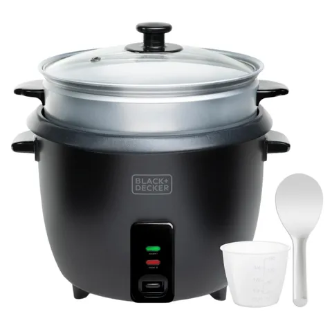 Black+Decker BXRC1800E - Cuociriso elettrico 700W | Capacità 1,8 L fino a 7 porzioni