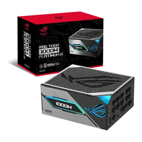 ASUS ROG Thor 1000W Platinum III, Alimentatore Gaming Modulare, ATX 3.1, GaN MOSFET, GPU First, Display OLED e Aura Sync RGB, Modalità Turbo, Certificazione 80+ Platinum, Nero, ROG-THOR-1000P3-GAMING
