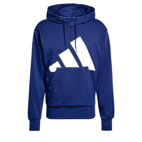 adidas Uomo Essentials Big Logo French Terry Hoodie Sweatshirt, Dark Blue/White, M