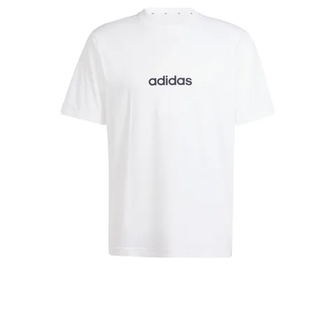 adidas Uomo Essentials Linear Single Jersey Shirt, White/Black, XL