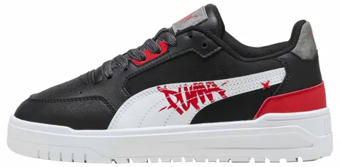 PUMA Shuffle Downtown Lo Mid 90S JR Sneaker, Nero e Bianco, per Tutti i Tempi, Rosso