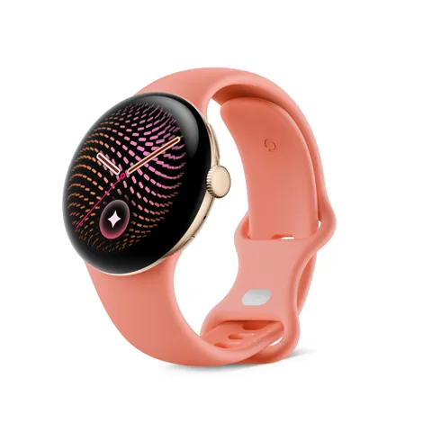 Google Pixel Watch 5 (41mm) Smartwatch Oro/Cinturino Rosa Opaco, Wi-Fi
