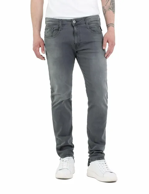 Replay Jeans da Uomo Anbass Slim Fit con Power Stretch, Grigio (Dark Grey 096), W32 x L32