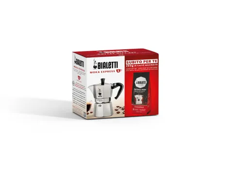 Bialetti Caffettiera Moka Express 6 Tazze, più Una Confezione da 250g di Perfetto Moka