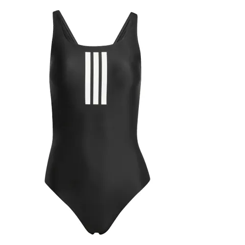 Adidas Donna 3 Stripes V-Back Swimsuit, Black/White, 46