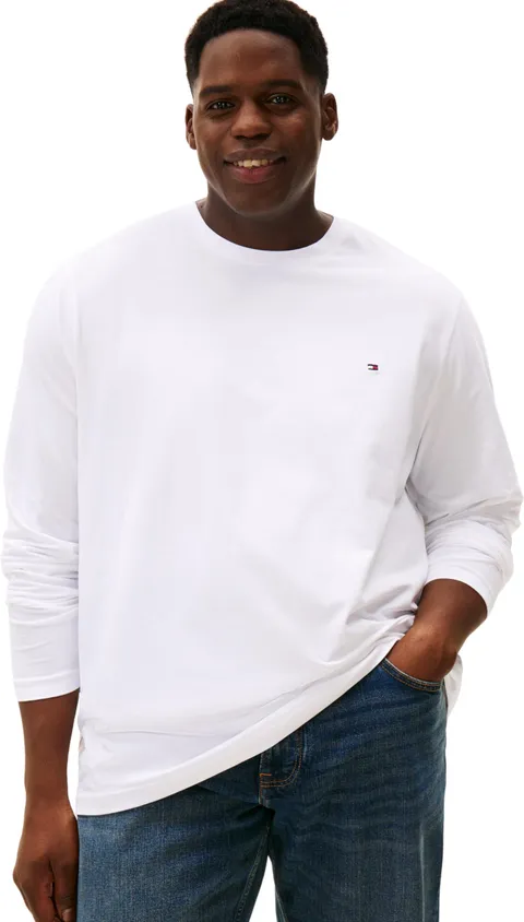 Tommy Hilfiger Uomo Maglietta Maniche Lunghe Stretch Slim Fit con Scollo Rotondo, Bianco