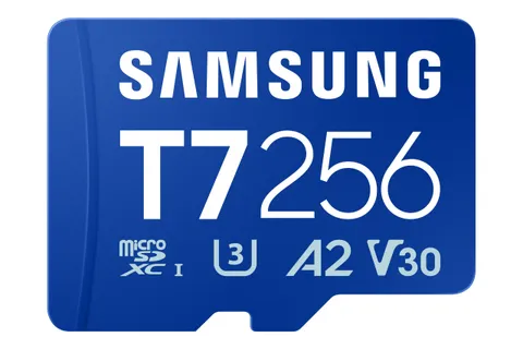 Samsung Scheda di Memoria MicroSD T7 da 256 GB, Scheda di Memoria per Smartphone, Tablet