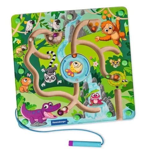 Labirinto magnetico in legno Ravensburger 4873 Play+: giungla, allena le capacità