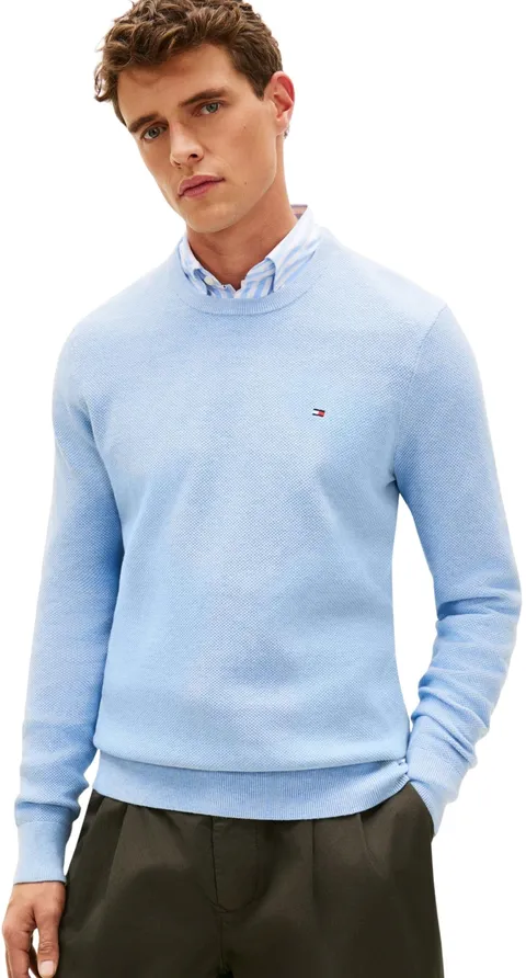 Tommy Hilfiger Uomo Pullover Essential Structure Crew Neck Regular Fit, Blu (Vessel Blue