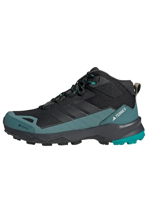 Adidas Uomo Terrex Skychaser AX5 Mid Gore-Tex Hiking Shoes, Core Black/Carbon/Pure Teal