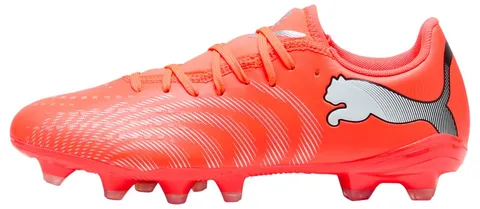 PUMA Scarpe da Calcio Future 9 Play FG/AG Wn, Rosso Brillante, Bianco, Nero, Argento