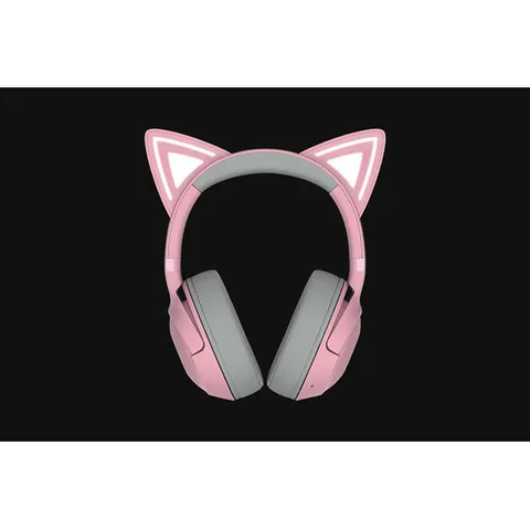 Razer Kraken Kitty V2 BT - Auriculares RGB inalámbricos por Bluetooth con orejas de gatito (Bluetooth 5.2, Diafragmas TriForce de 40 mm, Construcción ligera de 325 g) Quartz Rosa