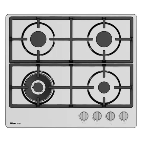 Hisense GM663XHFSI - Piano Cottura a Gas 60 cm, 4 Fuochi, Bruciatore Wok Doppia Corona