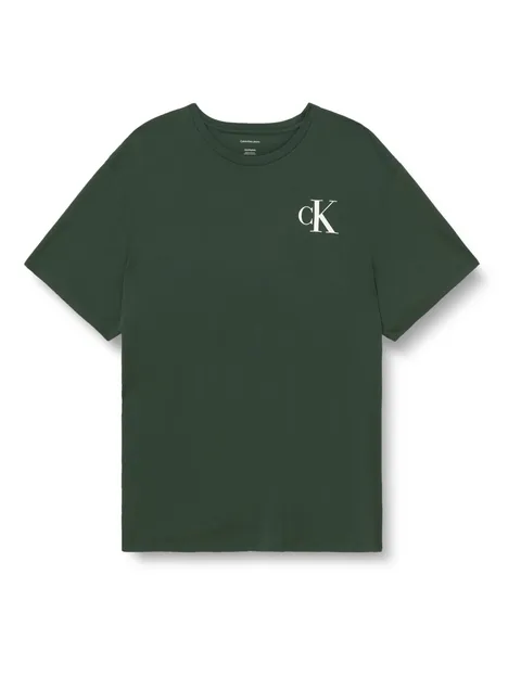 Calvin Klein Uomo T-Shirt Maniche Corte Left Chest Logo Tee Slim Fit, Verde (Sycamore)