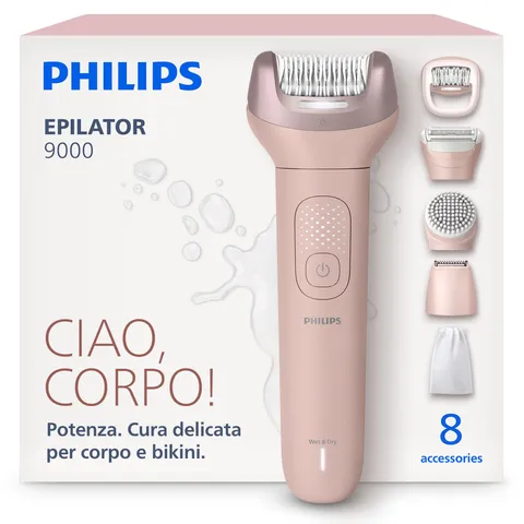 Philips Epilatore Serie 9000 - Epilatore elettrico Wet & Dry senza fili, per gambe, corpo