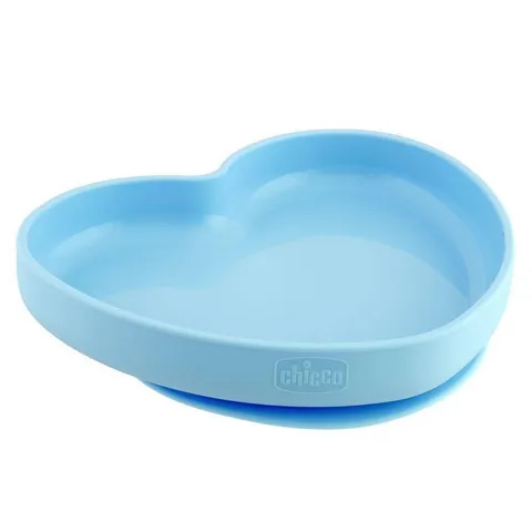 Chicco Piatto Cuore Silicone Ventosa Blu 12+ Mesi