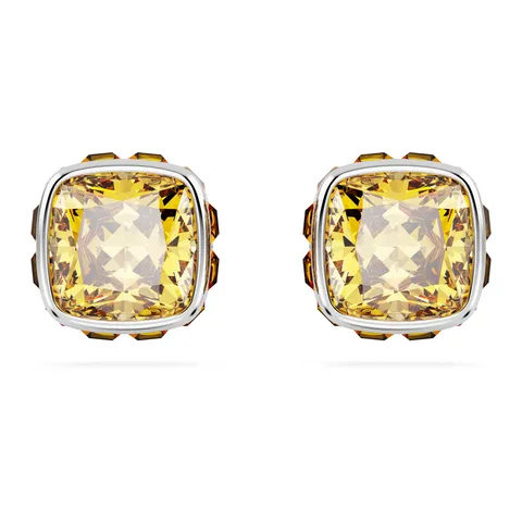 Swarovski Orecchini a lobo Birthstone, Taglio squadrato, Novembre, Gialli, Placcato rodio