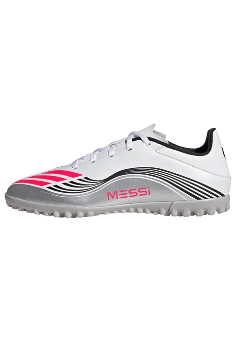 Adidas Unisex - Adulto F50 Messi Club Turf Football Boots, Ftwr White/Lucid Red/Silver