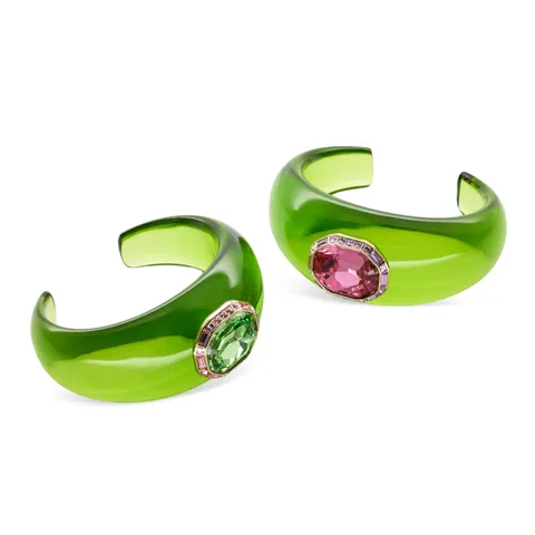 Swarovski Dulcis Set Bracciale Rigido, Gioiello con Cristalli Rosa e Verdi, Pietre