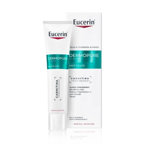Eucerin DermoPure Clinical Fluido Opacizzante 40 ml, Crema opacizzante viso per 8h