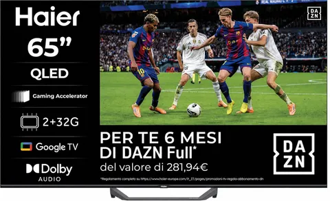 Haier Smart TV 65" QLED 4K Ultra HD, Google TV, Dolby Audio, Gaming 120Hz DLG, HDMI 2.1