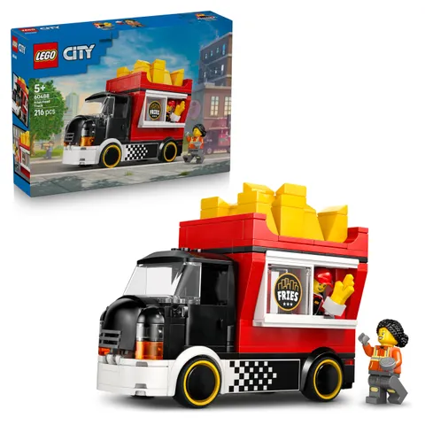 LEGO City Fries Food Truck Toy - Vehicle Model Kit w/Removable Shop, 2 Minifigures & Play