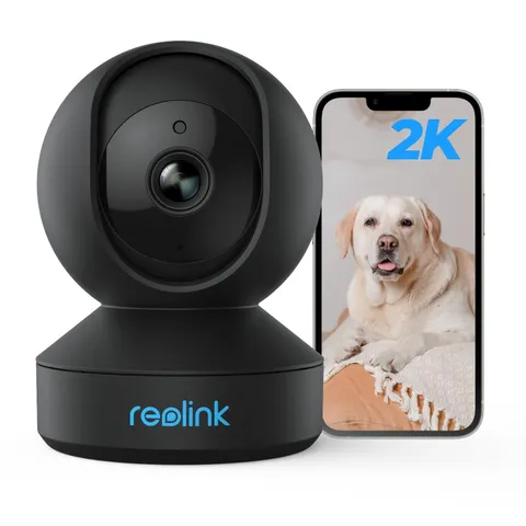 Reolink 3MP Telecamera WiFi Interno con Pan/Tilt, Audio a 2 Vie, Videocamera Sorveglianza WiFi da 2.4 GHz, Visione Notturna, Rilevamento di Persone/Pet, Accesso Remoto, Archiviazione Cloud, E1 Nero