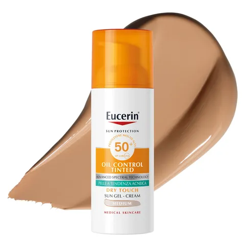 Eucerin Sun Face Oil Control Dry Touch Tinted Medium Crema-Gel, 50 ml