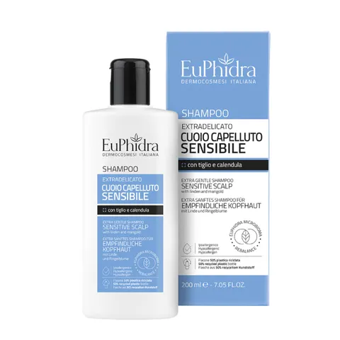 Euphidra, Shampoo Extradelicato Cuoio Capelluto Sensibile, Flacone 200 ml, con Tiglio