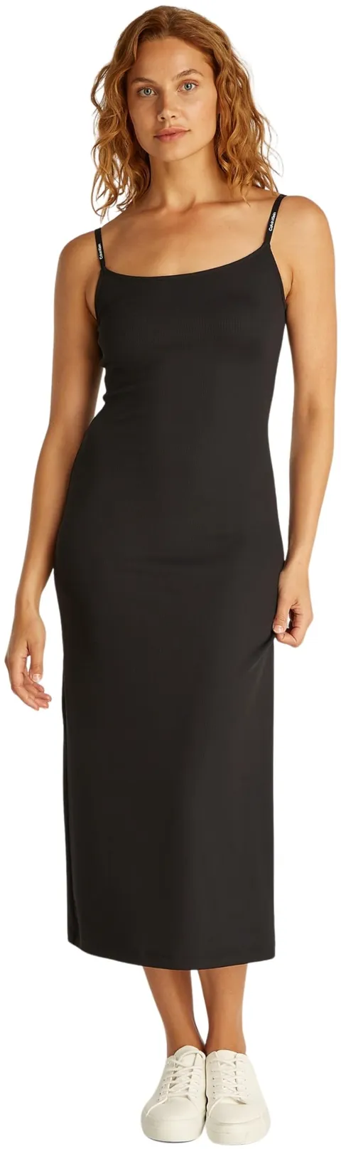 Calvin Klein Donna Abito Attillato Logo Elastic Strappy Slim Fit, Nero (CK Black), XXXL