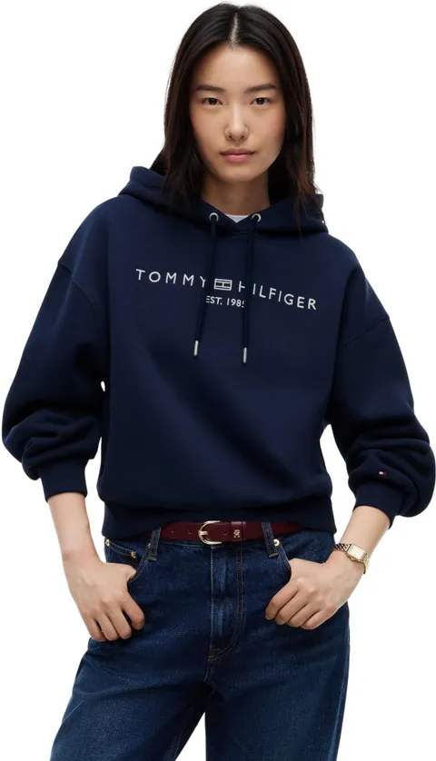 Tommy Hilfiger Felpa con Cappuccio da Donna con Logo Corp MDRN WW0WW47832, Blu (Dark Night Navy), XXS, Blu (Dark Night Navy), XXS