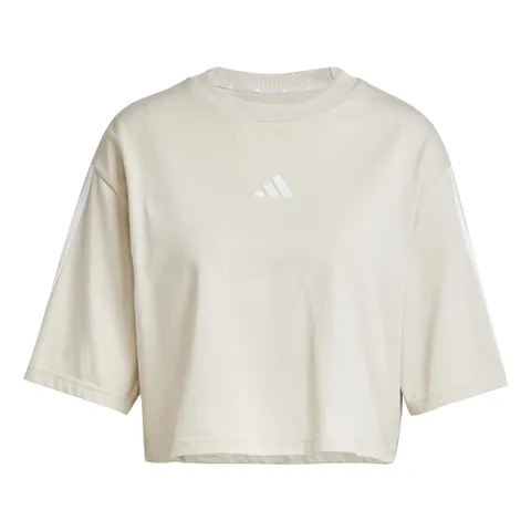 adidas Donna Essentials 3-Stripes Cotton Loose Shirt, Wonder Alumina/White, XXL