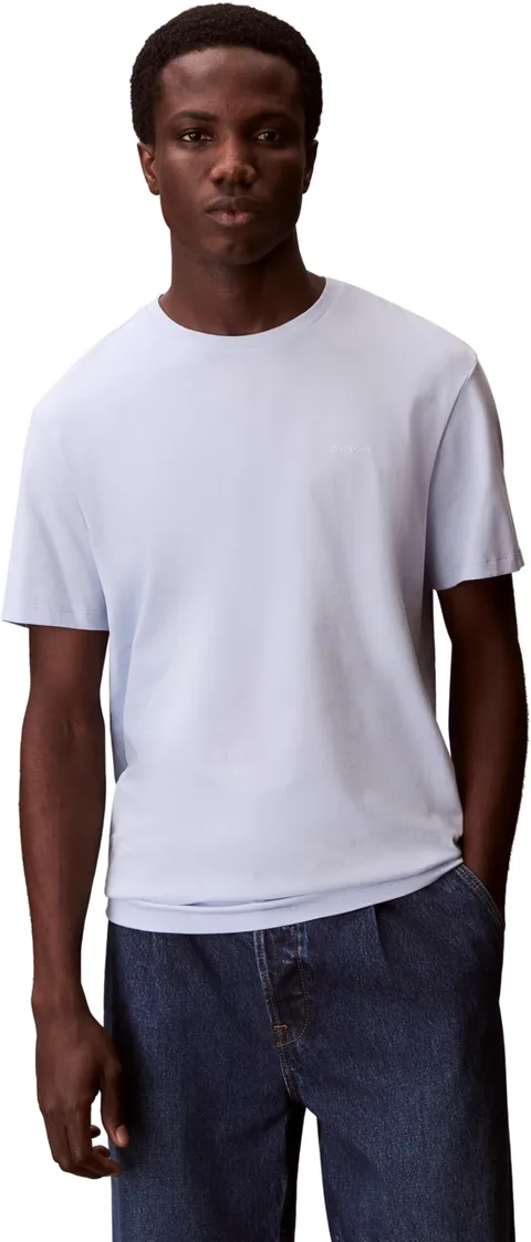 Calvin Klein Uomo T-Shirt Maniche Corte Micro Logo con Scollo Rotondo, Blu (Breezy Blue)