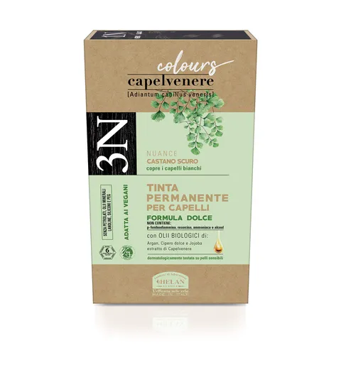 Helan, Capelvenere Colours, Tinta per Capelli Naturale Permanente Formula Dolce 3N