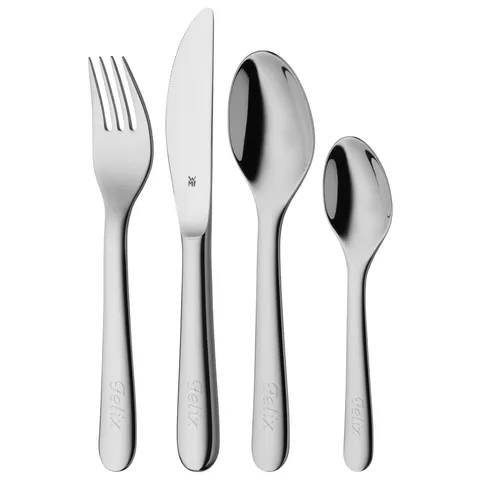 WMF Set posate bimbo incise, 4 pezzi, posate acciaio inox 18/10