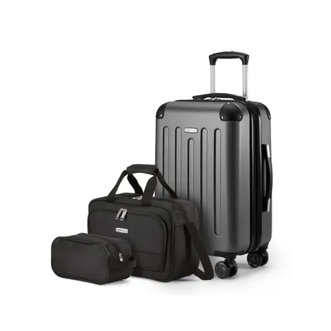 Amazon Basics Set di Valigie Rigide, 3 pezzi, Trolley, Borsa a mano, Borsa da viaggio