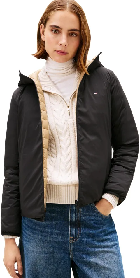 Tommy Hilfiger Piumino da donna in nylon elasticizzato LW REV JACKET WW0WW47754 NERO (nero), XS, NERO (Nero), XS