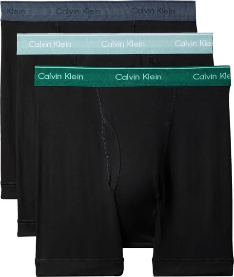 Calvin Klein Uomo Slip Boxer Confezione da 3 con Fascia con Logo, Multicolore (Black Bodies W/Ink/Zoni Beach/Turf), S
